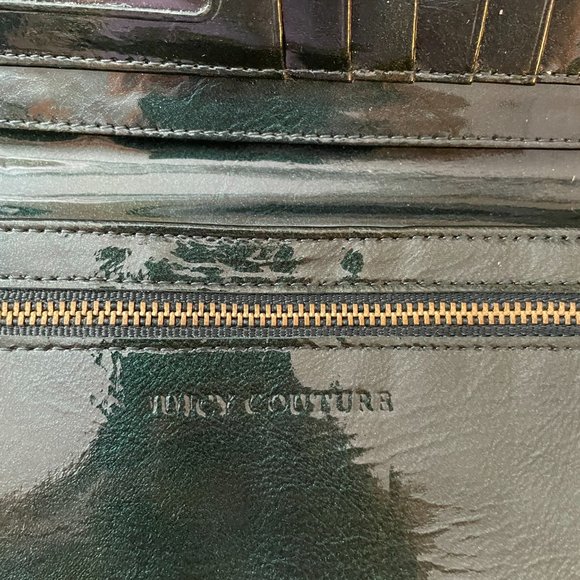 Vintage Juicy Couture Wallet Dark Green Leather & Gold Hardware Zip Wallet - Picture 7 of 10